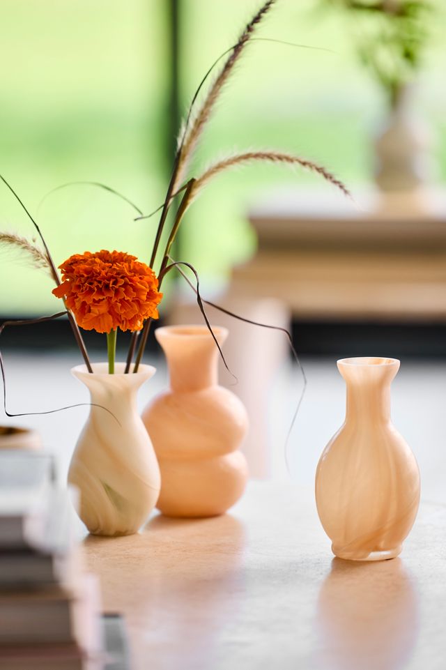 Milky Swirl Glass Bud Vase, Flare Neck #2