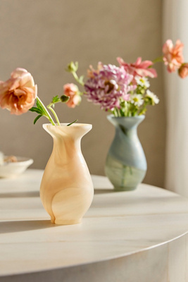Terrain Milky Swirl Glass Bud Vase, Flare Neck In Multi