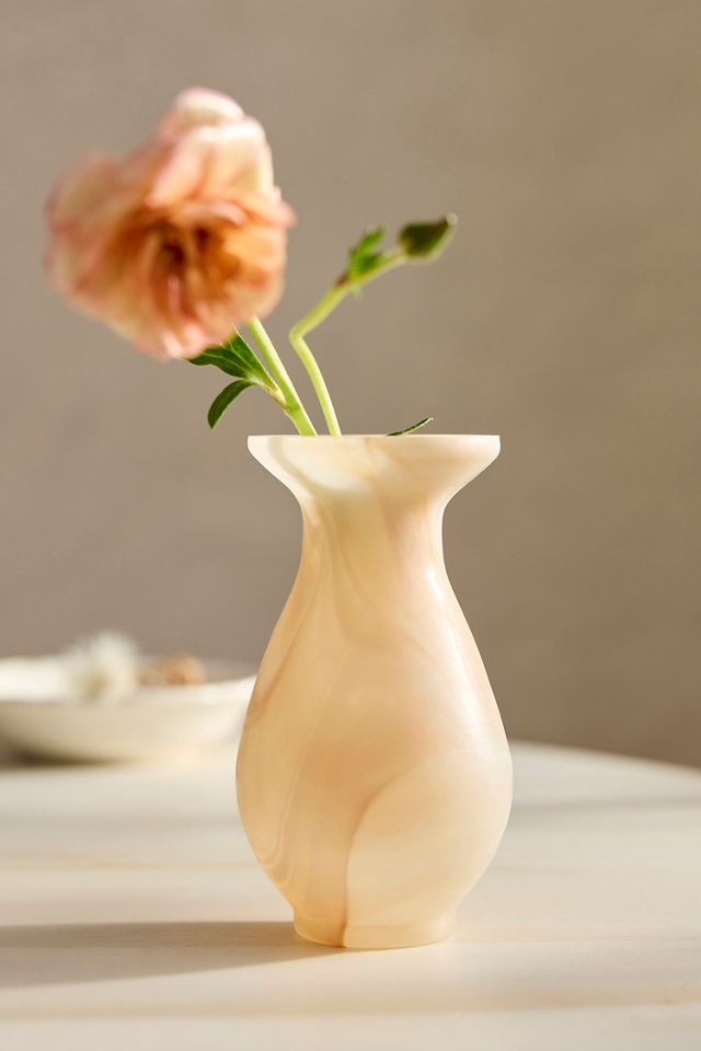 Milky Swirl Glass Bud Vase, Flare Neck #1