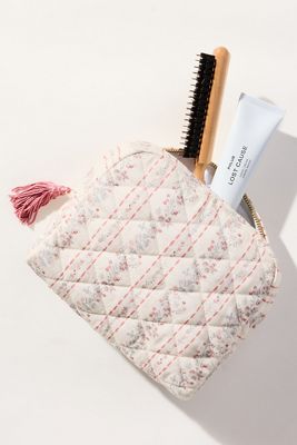 Quilted Half-Moon Cosmetic Bag