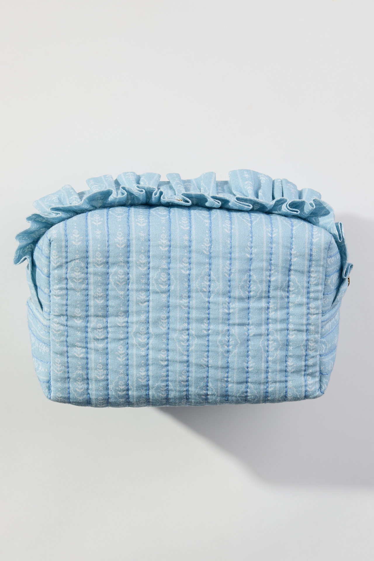 Quilted Ruffle Small Cosmetic Bag