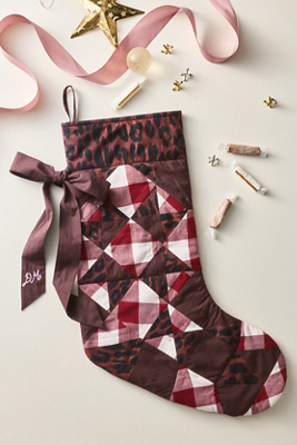 Damson Madder Patchwork Stocking In Brown