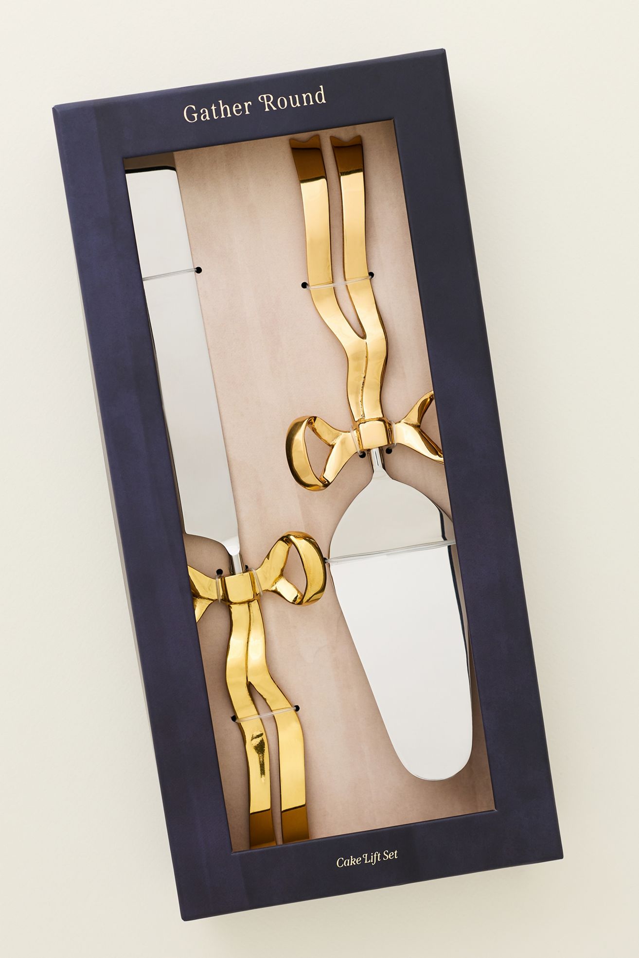 Benedita Stainless Steel Bow Cake Serve Set - Gold, Standard, Set Of 2