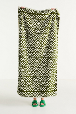 Slowtide X Coco Ho Cotton Woven Beach Towel In Green