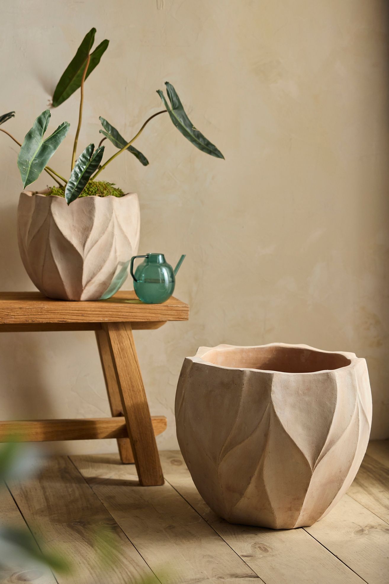 Faceted Terracotta Taper Planter - Grey, Standard