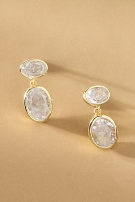 Shashi Oval Bezel Drop Earrings In Gold