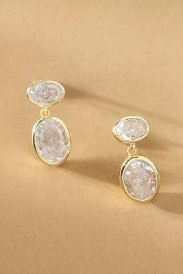 Shashi Oval Bezel Drop Earrings