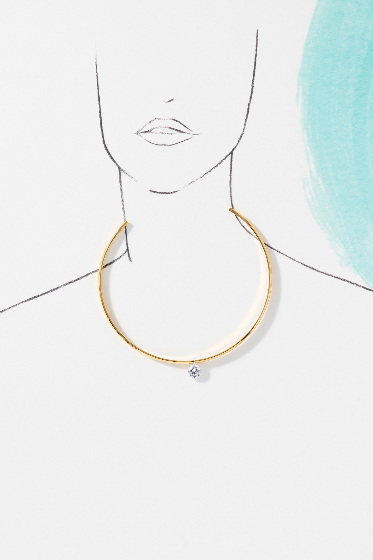 Shashi Roux Crystal Pendant Cuff Necklace