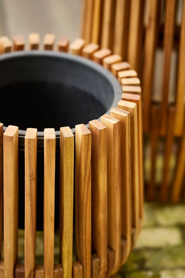 Slatted Acacia Diamond Planter, Small #1