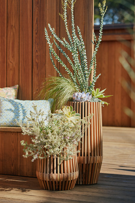 Slatted Acacia Diamond Planter, Large | Terrain