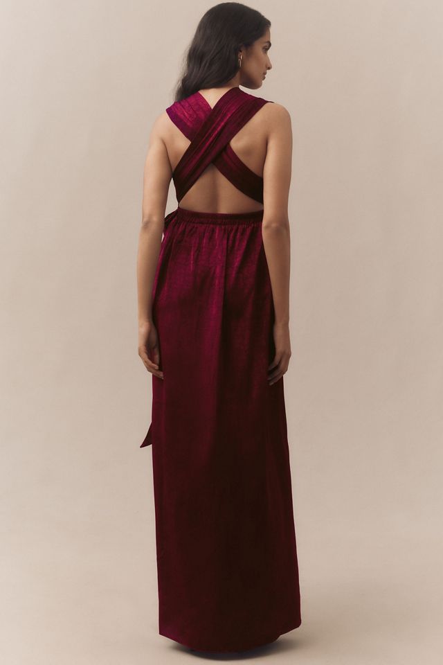 DIARRABLU Mailys Plunge Convertible Wrap Maxi Dress #1