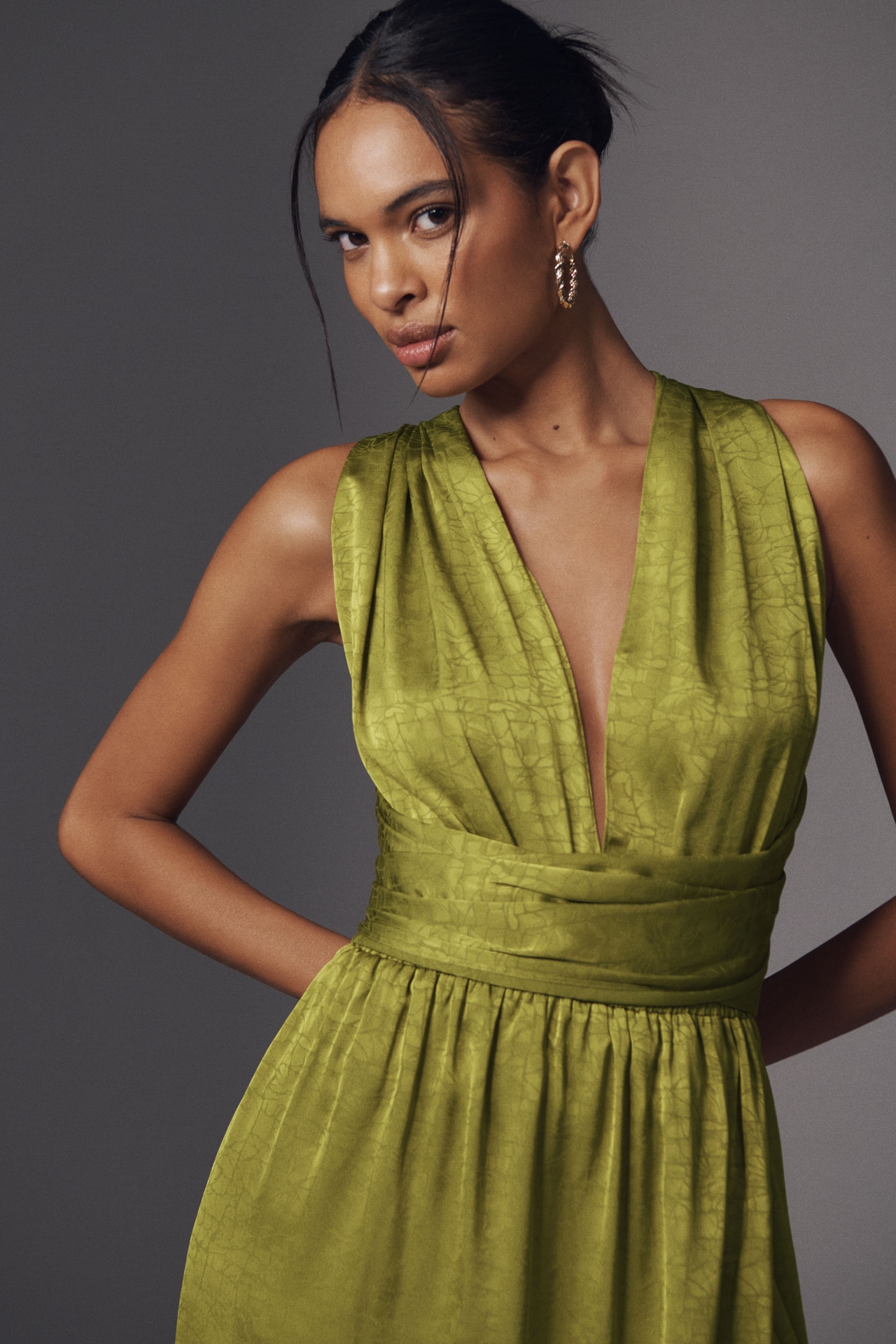 DIARRABLU Mailys Plunge Convertible Wrap Maxi Dress