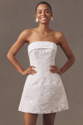 Anne Barge P. S. I Love You Strapless Jacquard A-line Mini Dress