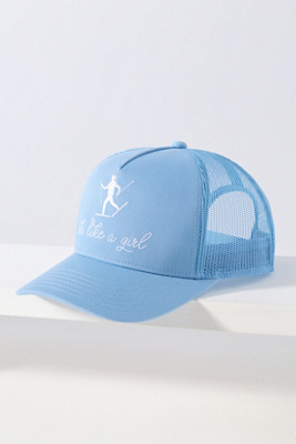 Beach Riot Ski Like A Girl Trucker Hat In Blue