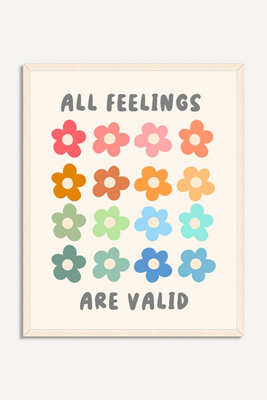 Anthropologie All Feelings Are Valid Wall Art In White