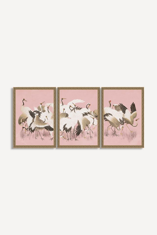Curious Cranes Triptych Wall Art #1