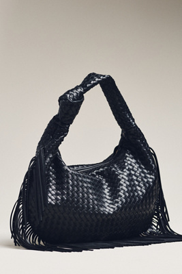 By Anthropologie The Brigitte Fringe Satchel By Melie Bianco In Black