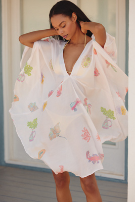 Pranella Yulia Treasure Island Printed Mini Cover-up Kaftan