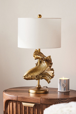 Anthropologie The Icon Table Lamp: Fish Edition In Gold