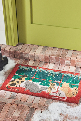 Anthropologie Meow Coir Printed Cat Doormat In Multi