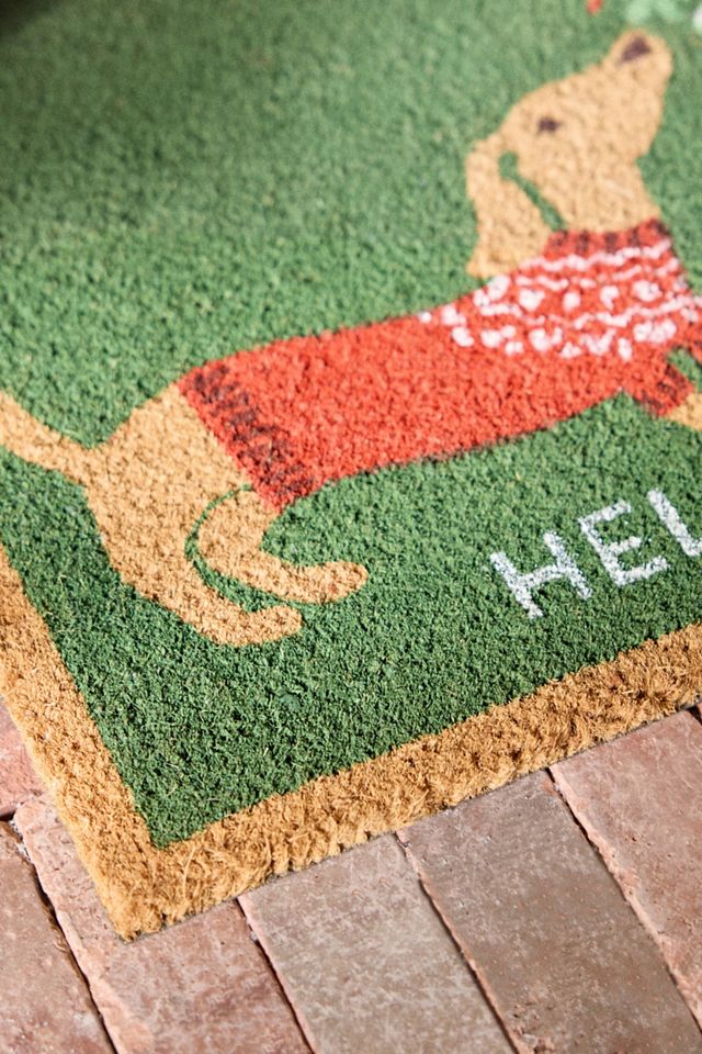 Mistletoe Dachshund Coir Printed Doormat #1