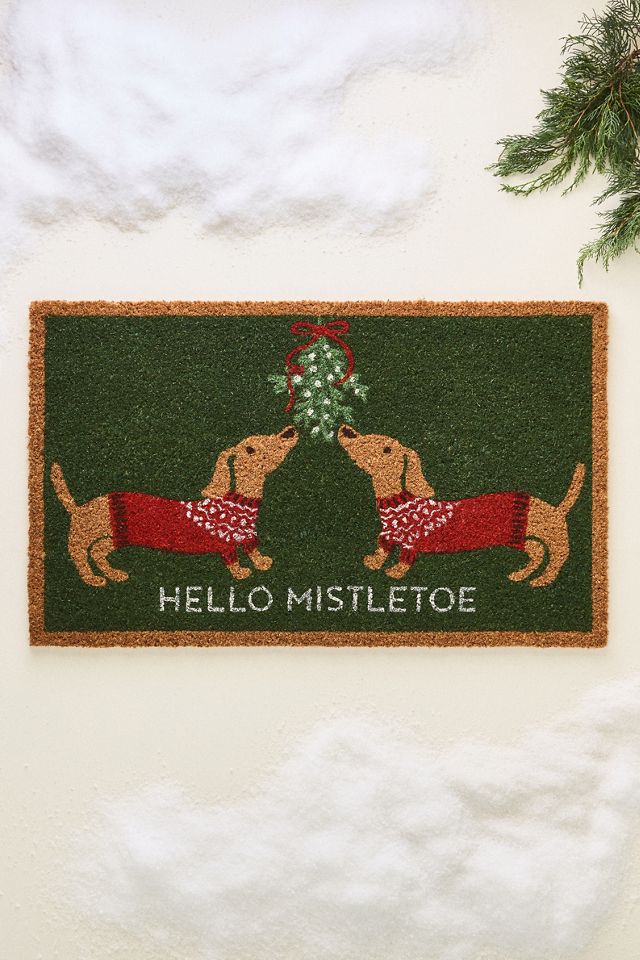 Mistletoe Dachshund Coir Printed Doormat #2