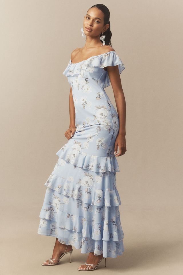 BHLDN Elara Ruffle Chiffon Maxi Dress #3
