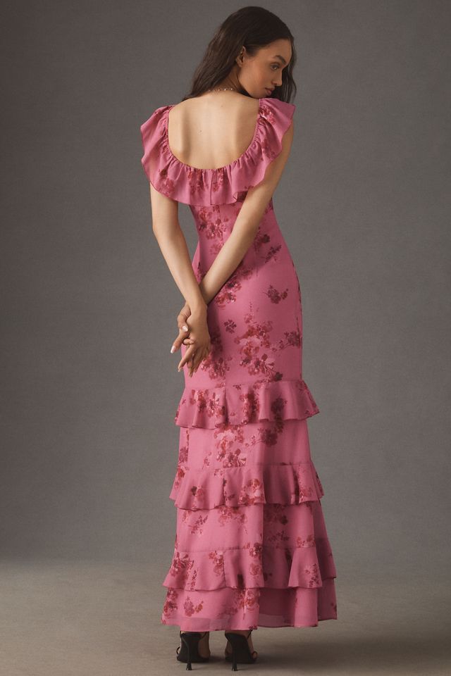 BHLDN Elara Ruffle Chiffon Maxi Dress #1