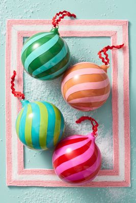 Striped Swirl Ornaments, Set of 4