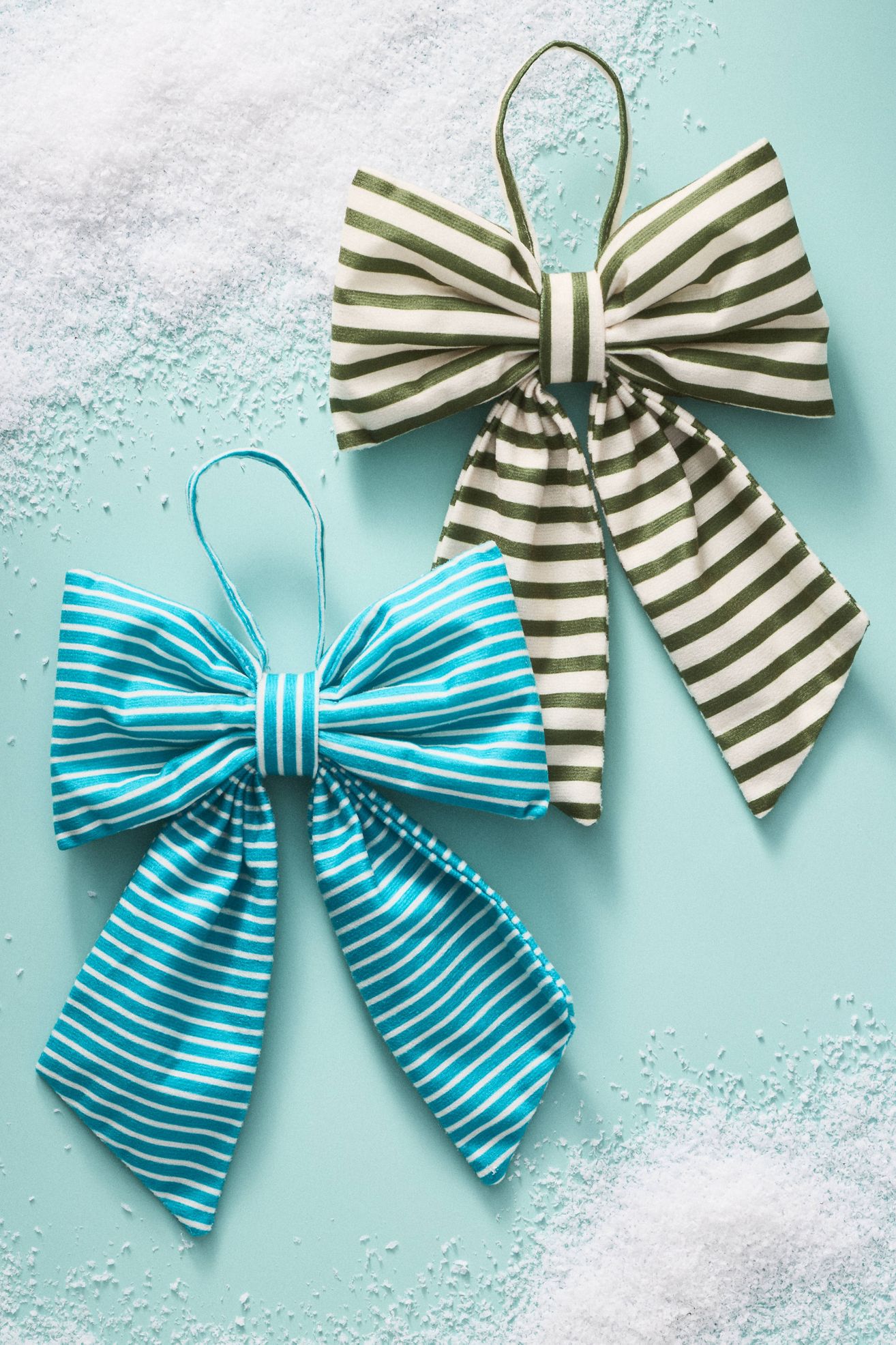 Striped Bow Ornament - Turquoise, One Size