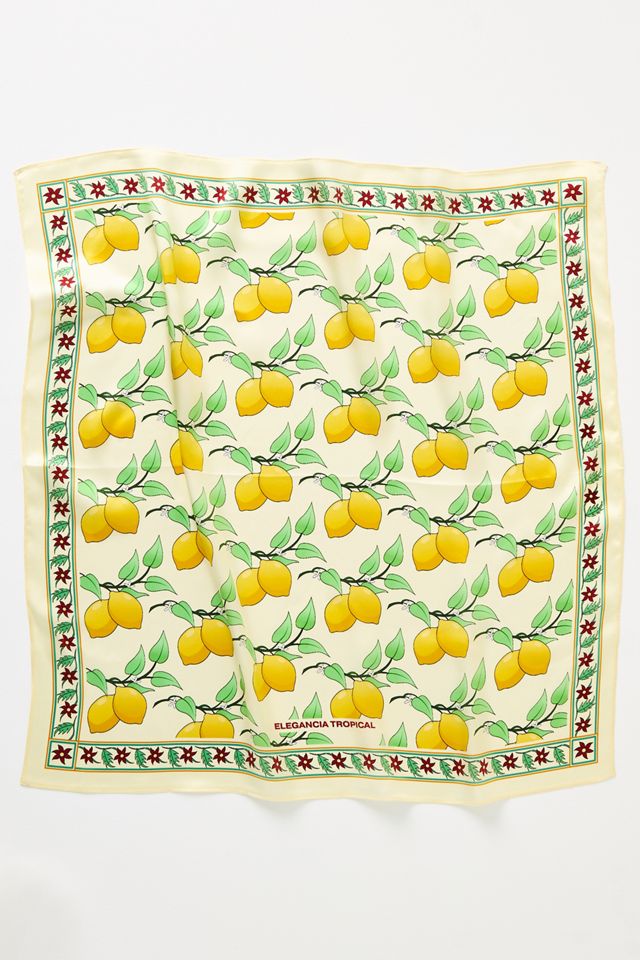 Elegancia Tropical Citrus Bloom Silk Scarf #1