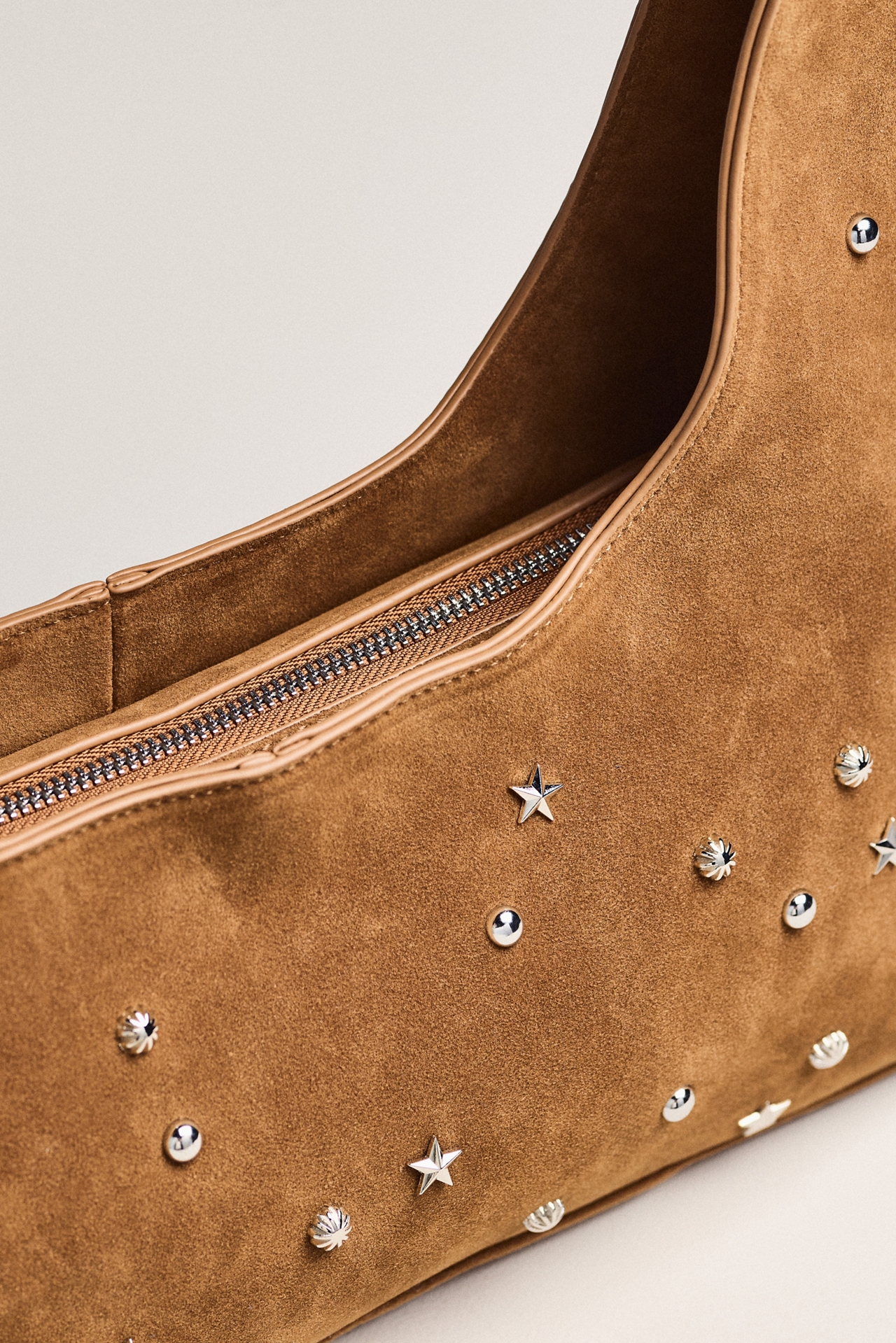 Melie Bianco Reina Faux-Suede Studded Shoulder Bag