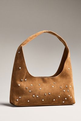 Melie Bianco Reina Faux-Suede Studded Shoulder Bag