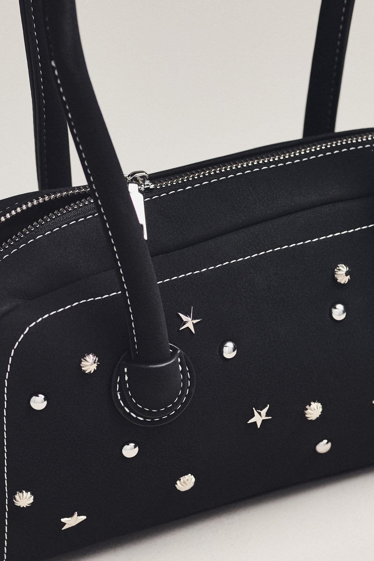 Melie Bianco Kennedy Faux-Suede Studded Shoulder Bag