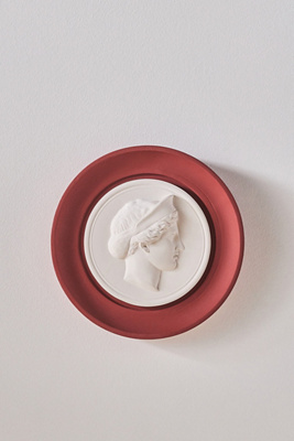Statuette Hand-cast Plaster Rouge Framed Intaglio Wall Art