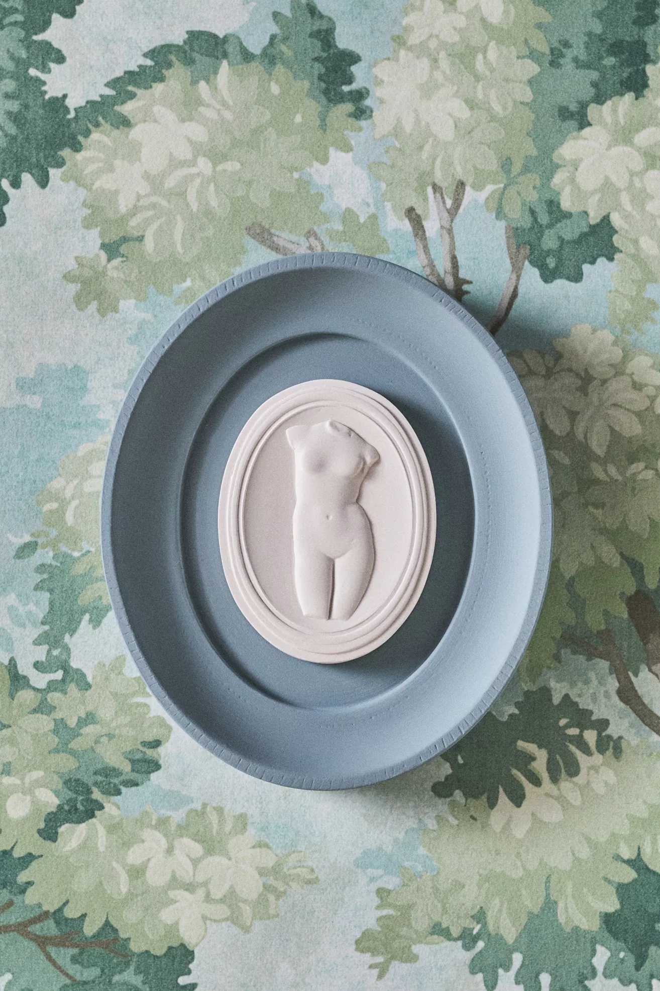 STATUETTE Blue Plaster Framed Intaglio Gallery Wall Charm - thumbnail 4