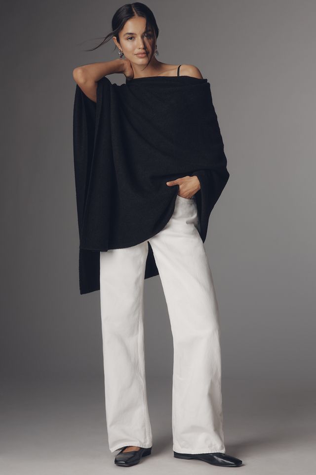 Flat White Lightweight Poncho Sweater #2
