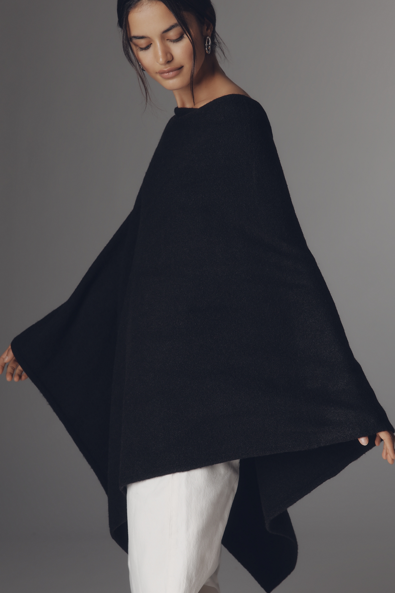 Flat White Lightweight Poncho Sweater