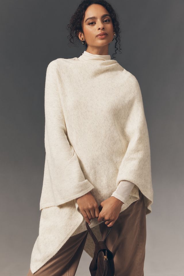 Flat White Lightweight Poncho Sweater #1