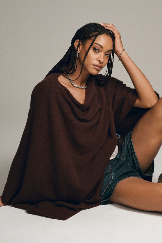 Flat White Lightweight Poncho Sweater #3