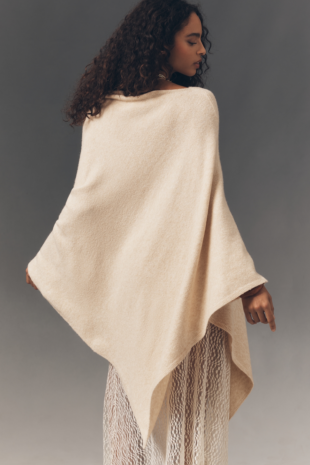 Flat White Lightweight Poncho Sweater