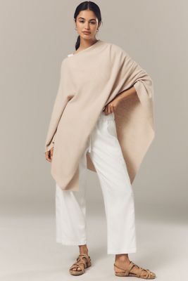 Flat White Lightweight Poncho Sweater