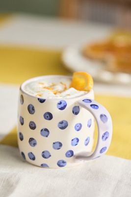 Anthropologie Berry Berry Stoneware Mug In White