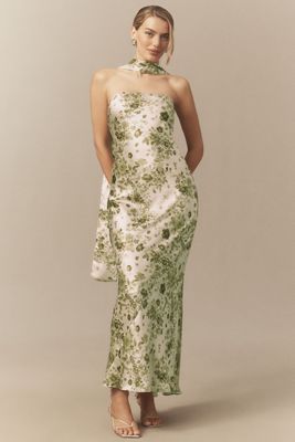 BHLDN Nesta Strapless Scarf Slip High-Shine Satin Maxi Dress