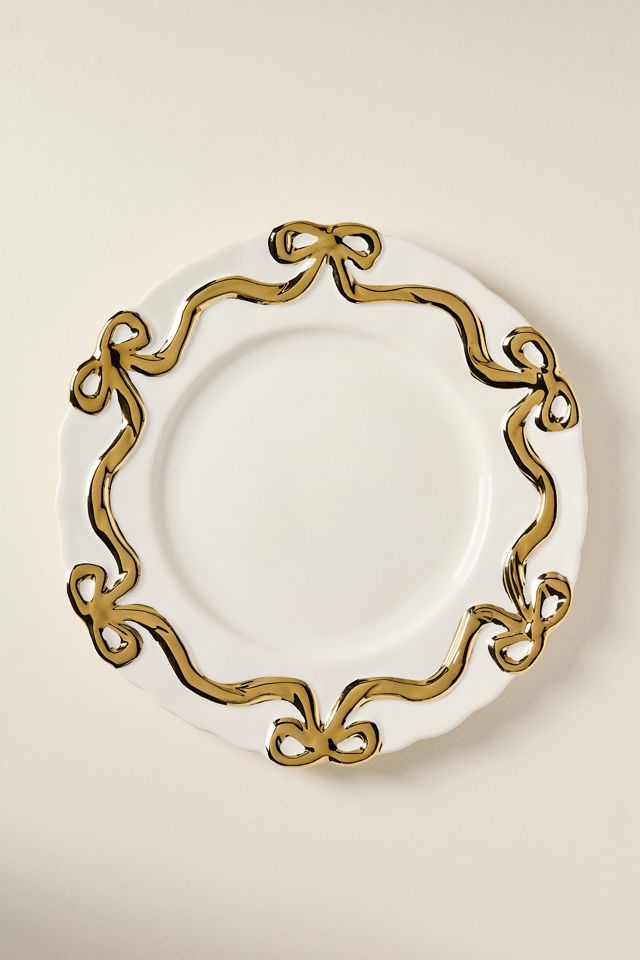 Benedita Gold Bow Stoneware Side Plates, Set of 4 #1