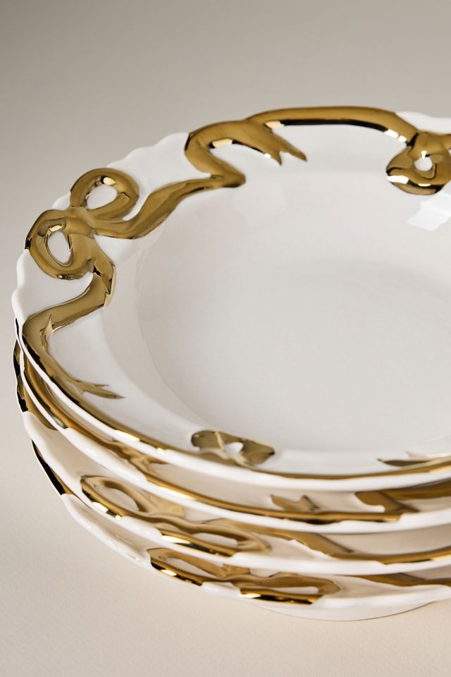 Benedita Gold Bow Stoneware Bowls, Set of 4 #3