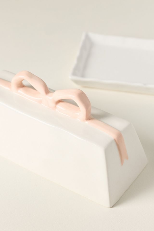 Benedita Bow Ceramic Stoneware Butter Dish #1