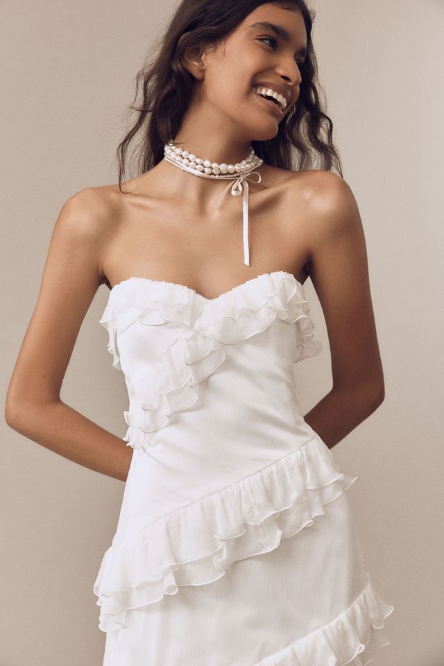 AMUR Harrison Strapless Silk Ruffle Gown #1