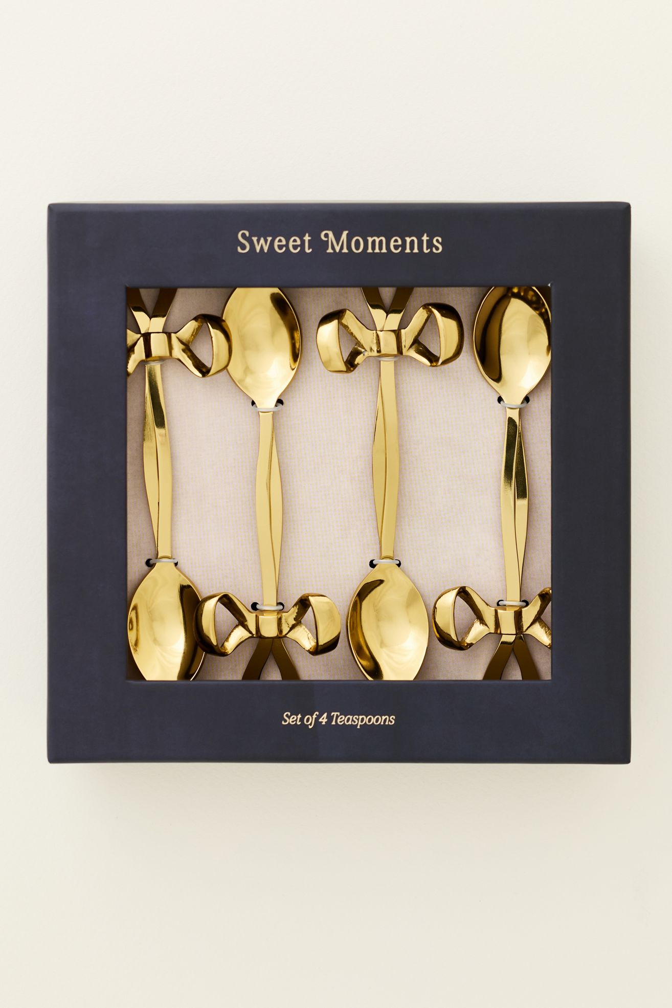 Benedita Stainless Steel Bow Teaspoons, Set of 4 - Gold, Set Of 4