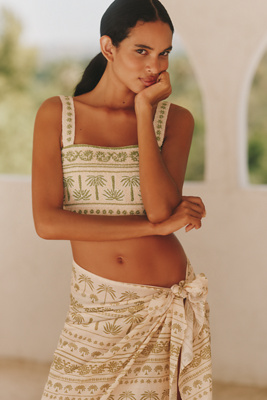 Celandine Beaded Palm Tree Cami In Green